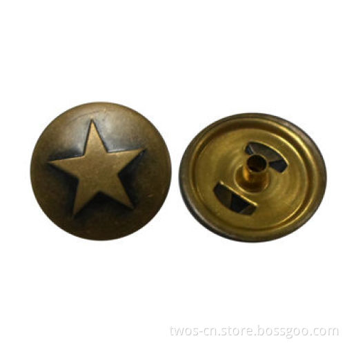 Press Button, Made of Brass, Fancy Star Logo, Customized Designs are Accepted